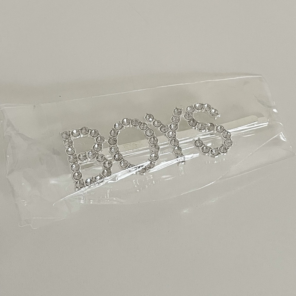 Crystal Rhinestone Studded Metal Hair Pin Accessory “BOYS” - Picture 5 of 15
